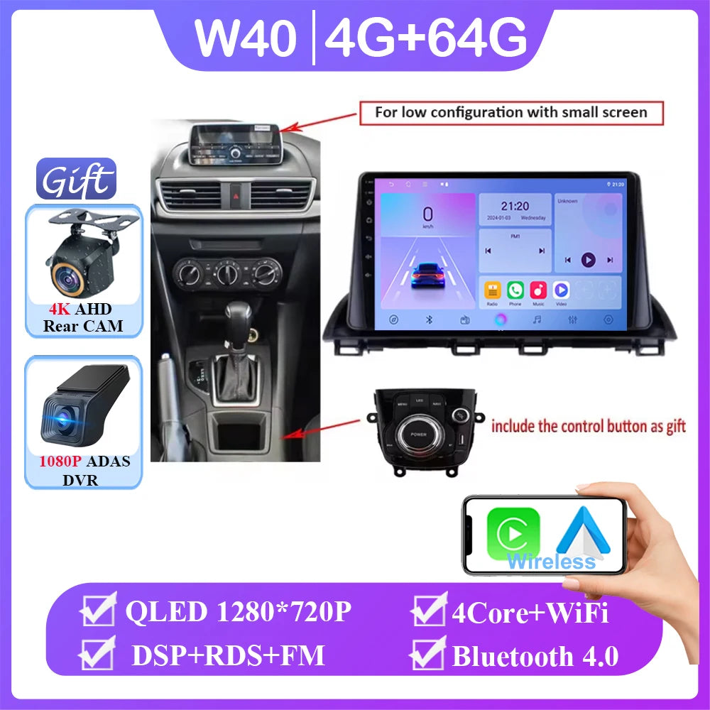 Android Car Stereo for Mazda 3 Axela (2014–2019) — CarPlay, Android Auto, GPS Navigation, Multimedia