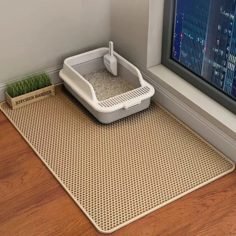 Double-layer large cat litter mat, an anti-splash mat for cat litter boxes, a filtering mat and sand leakage mat, a cat product