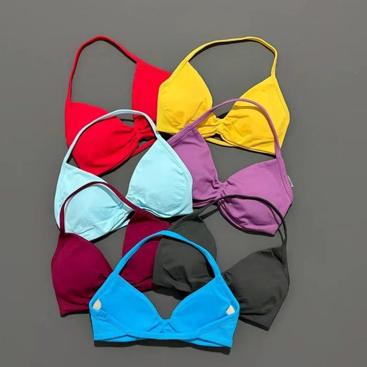 Seamless Strappy Sports Bra — High Support Halter Gym Top