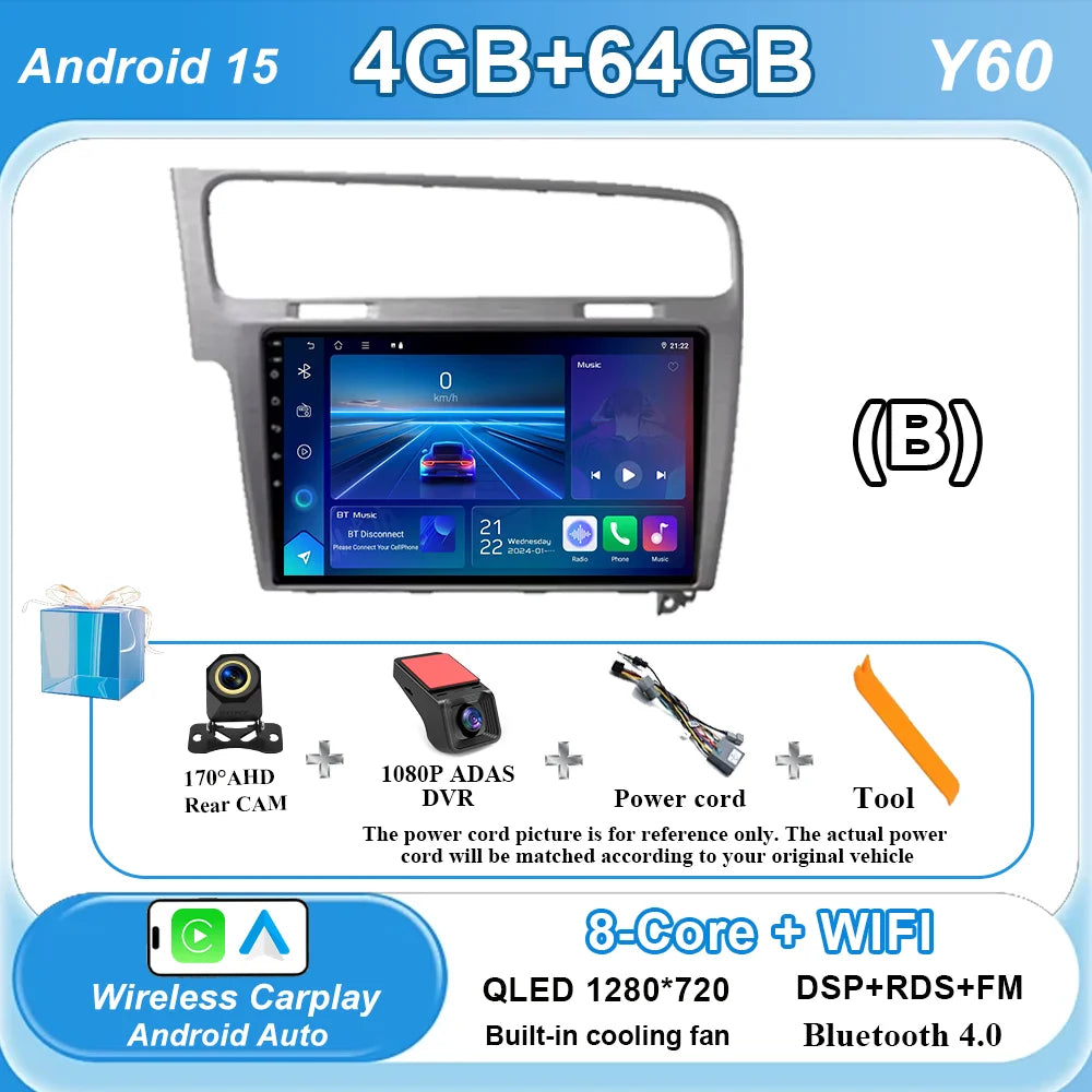 Car Stereo with Apple CarPlay & Android Auto, Compatible with VW Golf 7 (2012-2020)