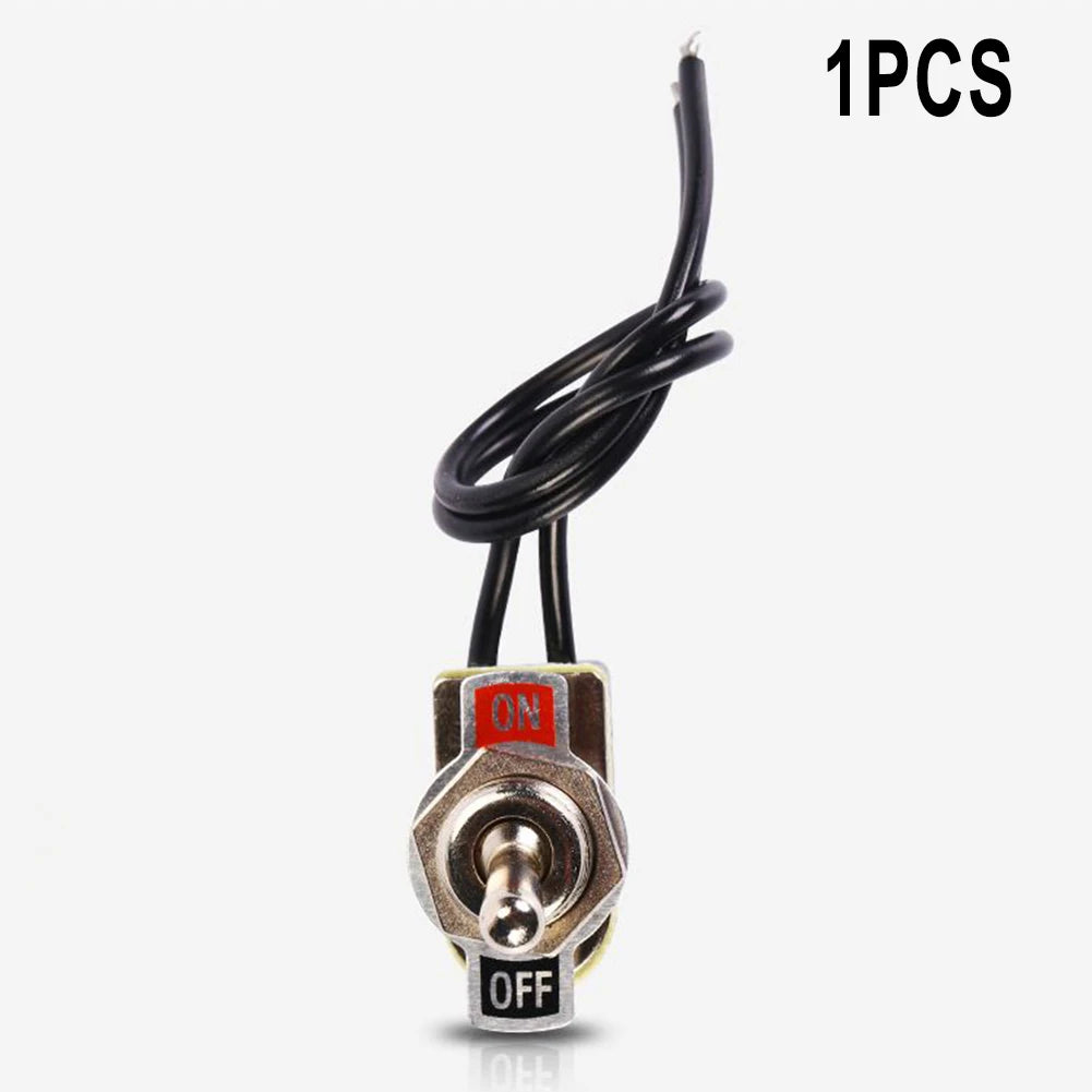 SPST 6A Toggle Switch Rocker SPST Contacts Switch Toggle With Wire Switch 12mm Cutout 1PCS 6A/125V Black+Silver