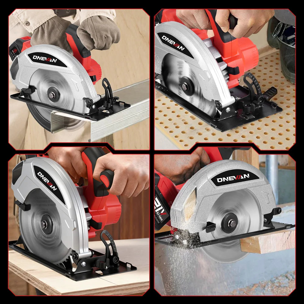 ONEVAN 4000W Brushless Electric Circular Saw 7Inch Cordless Rechargeable Portable Cutting Wood Power Tool For Makita Battery Pin