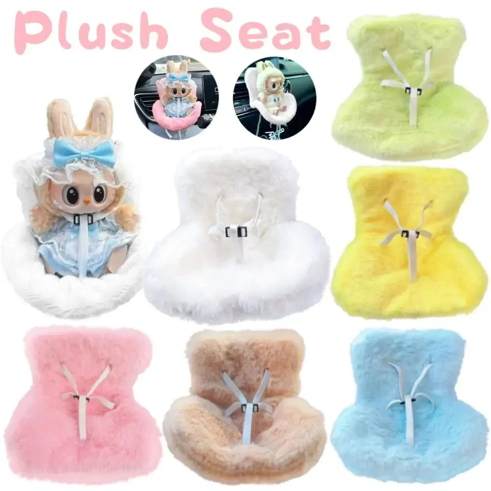 Mini Plush Doll Safety Seat Soft Car Ventilation Safety Chair for Labubu The Monsters Doll Accessories Car Interior Decorations