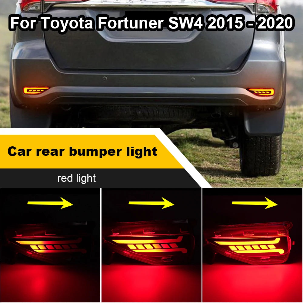 For Toyota Fortuner SW4 2015 2016 2017 2018 2019 2020 LED Car Rear Bumper Reflector Dynamic Light Brake Light