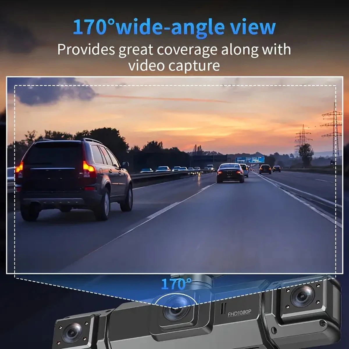 360° Car DVR Dash Cam 4 Lens Front Rear Left Right Inside IPS Screen Rotatable Lens Night Vision 24H Parking G-Sensor Black Box