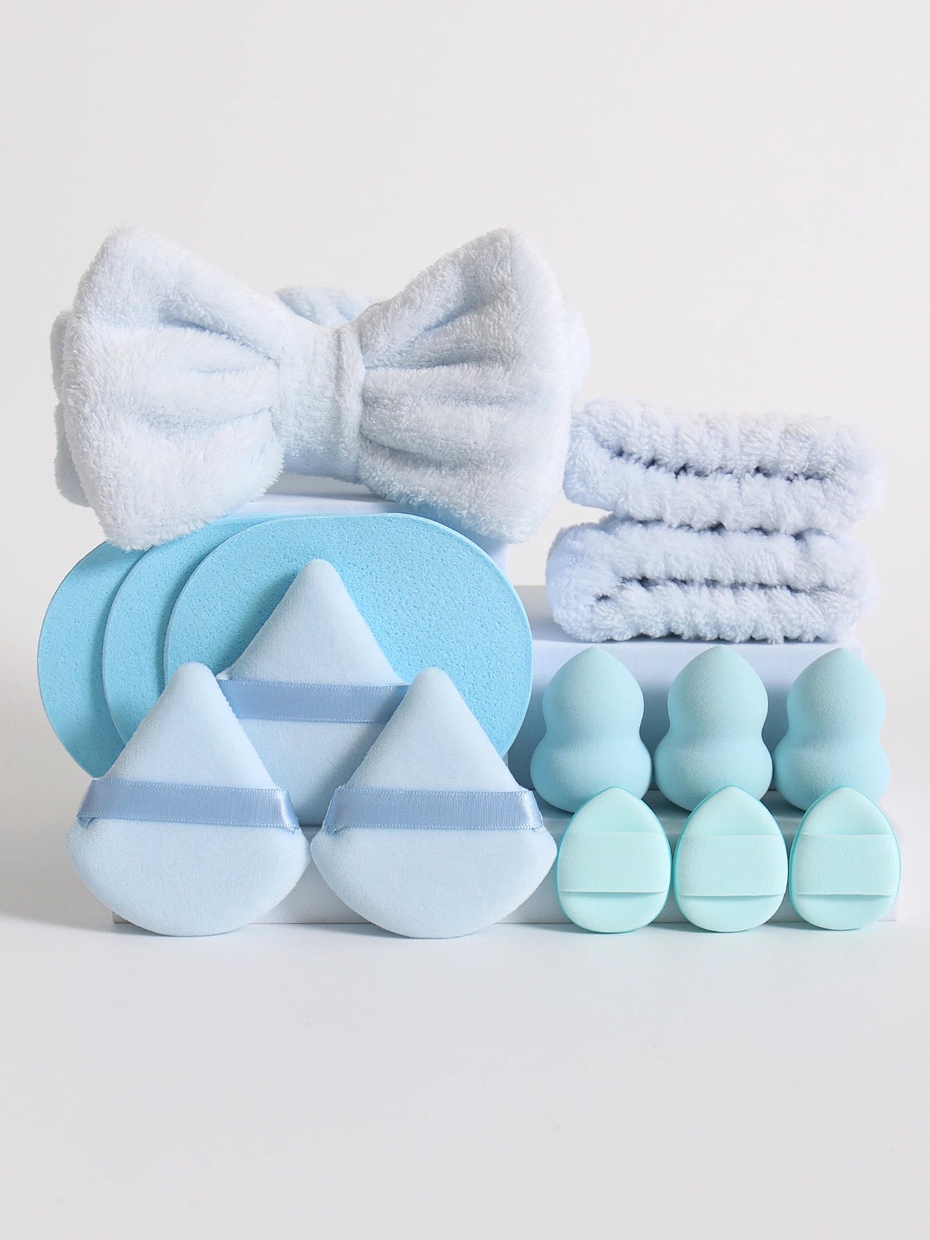15Pcs Cosmetic Puff Makeup Sponge Blender Beauty Egg Foundation Sponges Puff Wash Face Headband Wristband Make up Accessories
