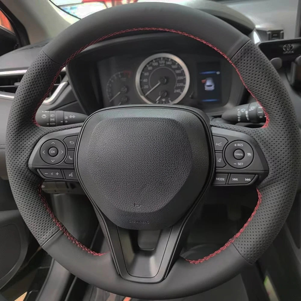 Perforated Microfiber Leather Car Steering Wheel Cover For Toyota Camry 2018 Corolla RAV4 Avalon Crown 2019 Steering Wrap