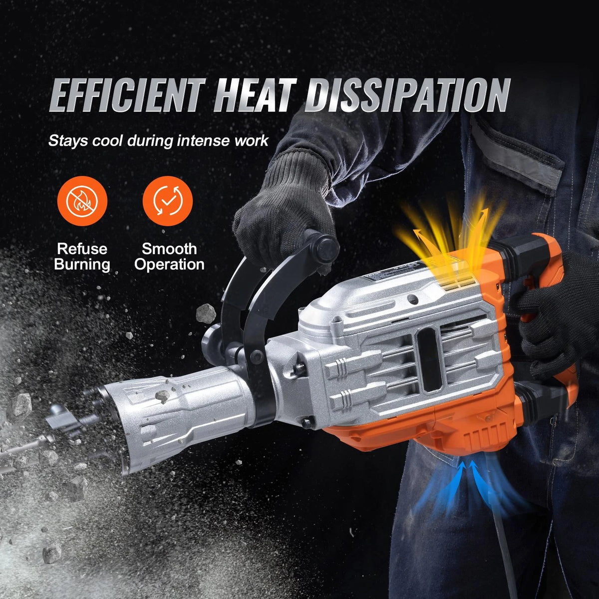 Demolition Jack Hammer 3500W Concrete Breaker with 4 Chisels