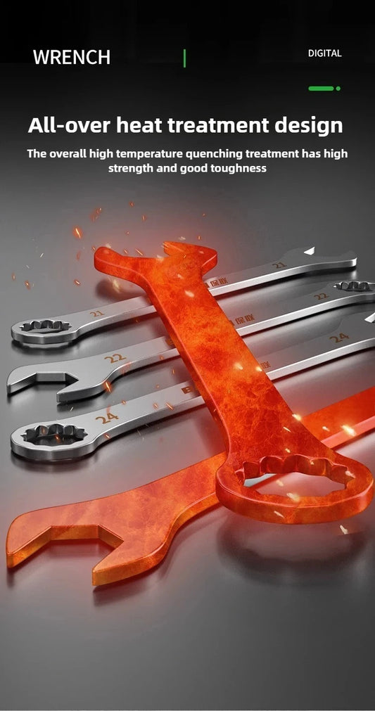 Ultra-thin Wrench Large Open-end Wrench Plum Dual-purpose Wrench Wholesale 4-27MM Cross-border Thin Section Dual-purpose