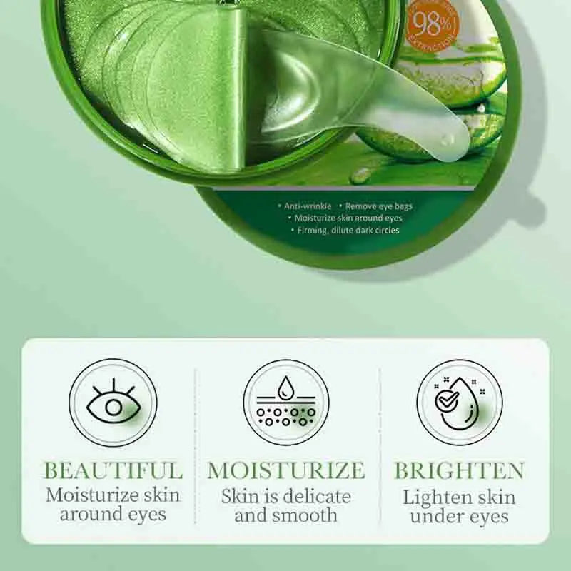 SADOER 60pcs Aloe Vera & Collagen Eye Masks – Anti Dark Circles, Eye Bags & Puffiness | Hydrating & Firming Under-Eye Patches for Women