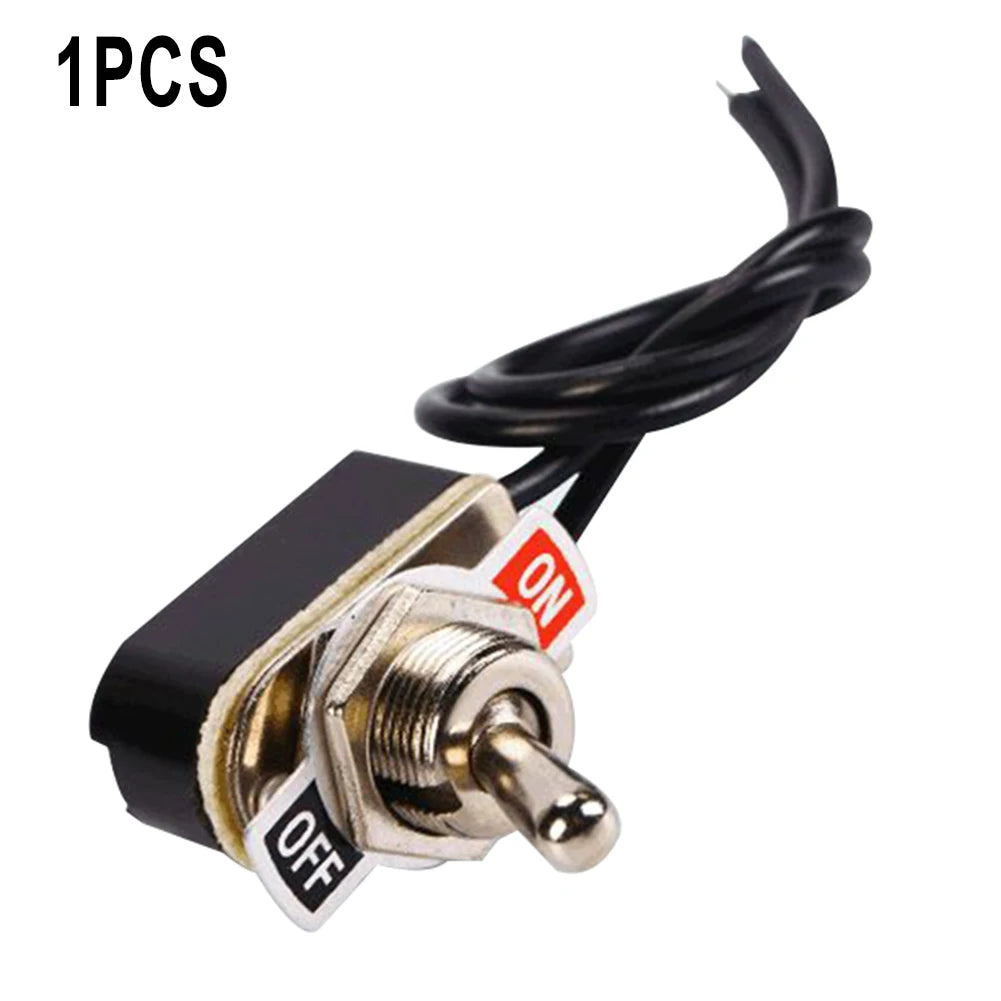SPST 6A Toggle Switch Rocker SPST Contacts Switch Toggle With Wire Switch 12mm Cutout 1PCS 6A/125V Black+Silver
