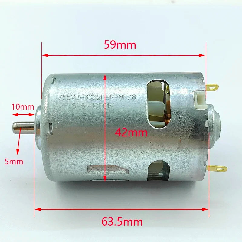 RS-755SH-6022 DC 12V 14.4V 18V 18700RPM High Speed Power Front Ball Bearing RS-755 Motor Electric Drill Garden Tool Motor