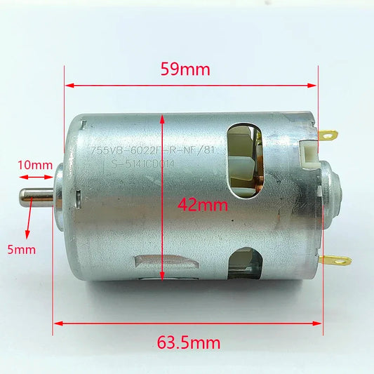 RS-755SH-6022 DC 12V 14.4V 18V 18700RPM High Speed Power Front Ball Bearing RS-755 Motor Electric Drill Garden Tool Motor