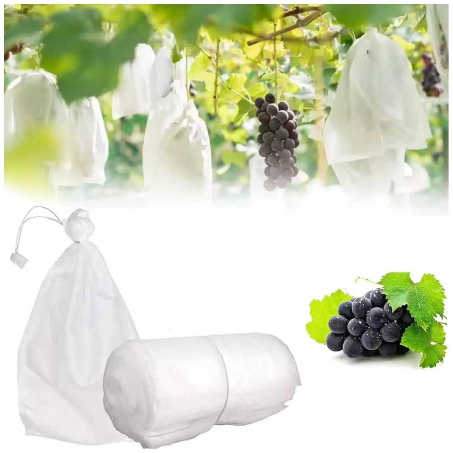 Drawstring mesh fruit protection bags for fruit trees
