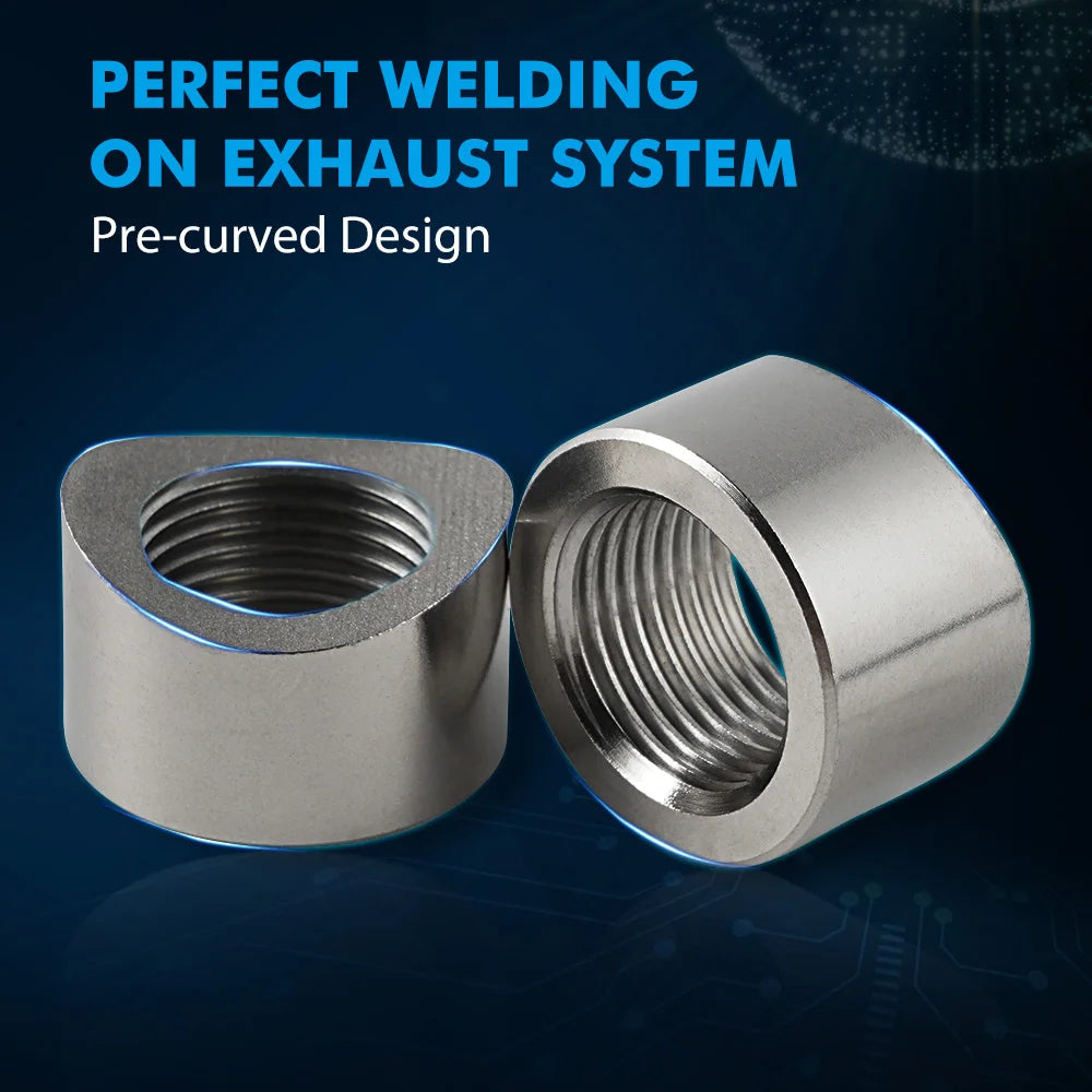 M18x1.5 O2 Sensor Weld Bung Nut — 304 Stainless, 4-Pack