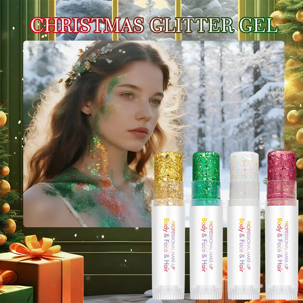 Body and Facial Glitter with Long-Lasting Shine, Suitable for Holiday and Christmas Party Makeup