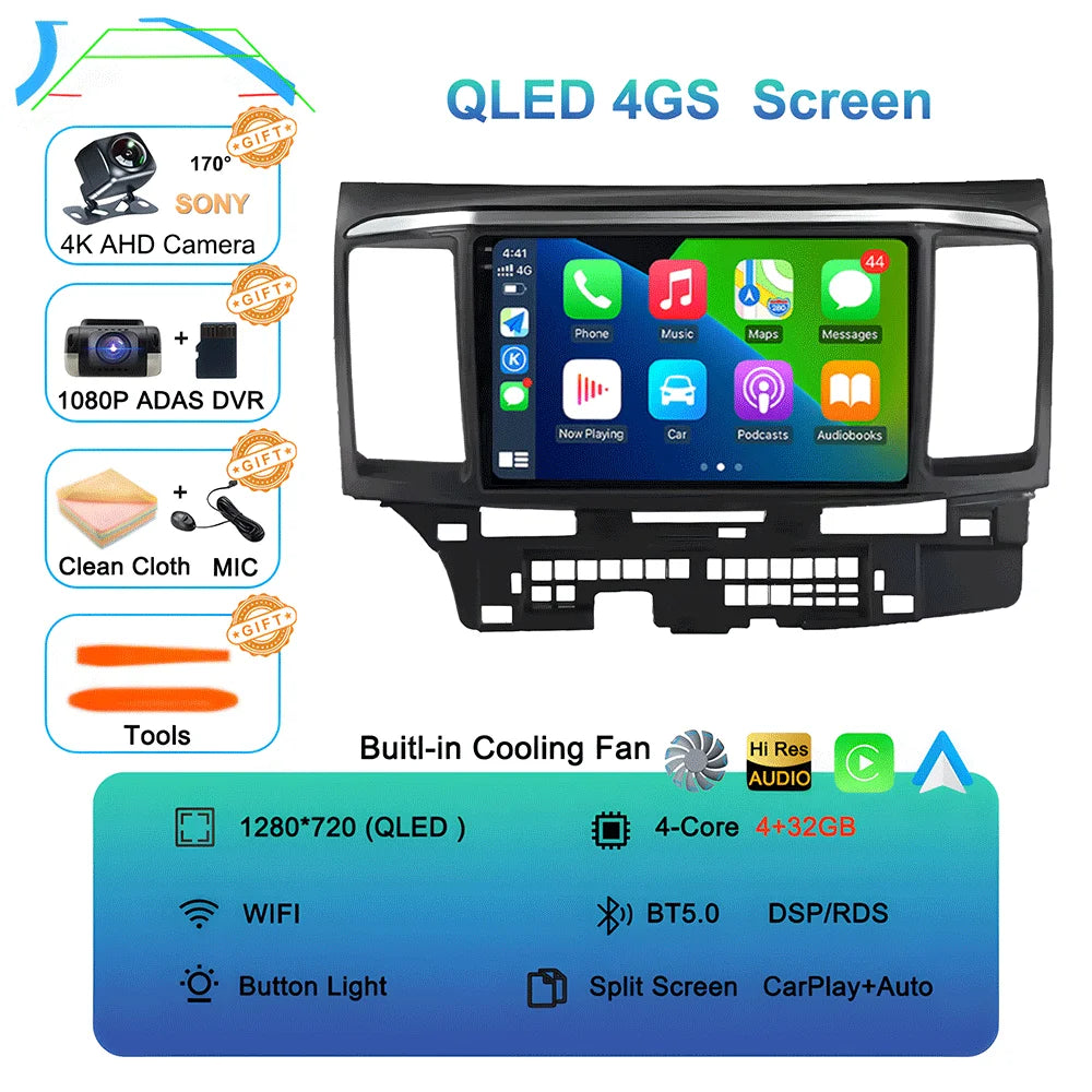 Android 16 Video Player For MITSUBISHI LANCER 9 10 X 2008 - 2016 9Inch Car Radio Stereo Audio GPS Player Carplay Auto Screen
