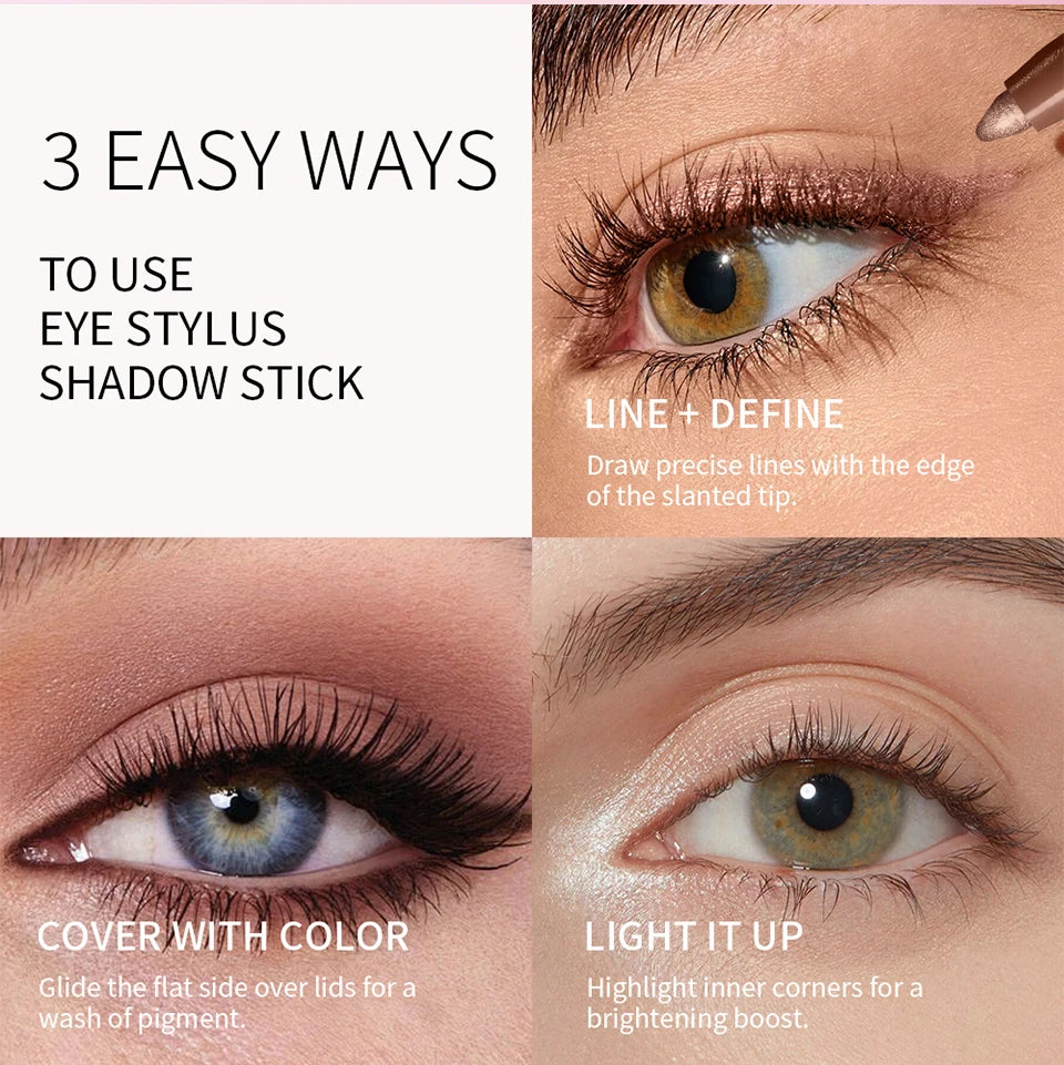 Waterproof Eyeshadow Sticks Long Lasting High Pigmented Shimmer Glitter And Matte Neutral Brown Eyeshadow Pencil Crayon Makeup