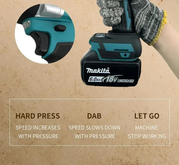 Makita Brushless DTW700 Cordless Electric Impact Wrench 1/2 Inch 18V Battery Compatible Power Tool for Automotive Repair