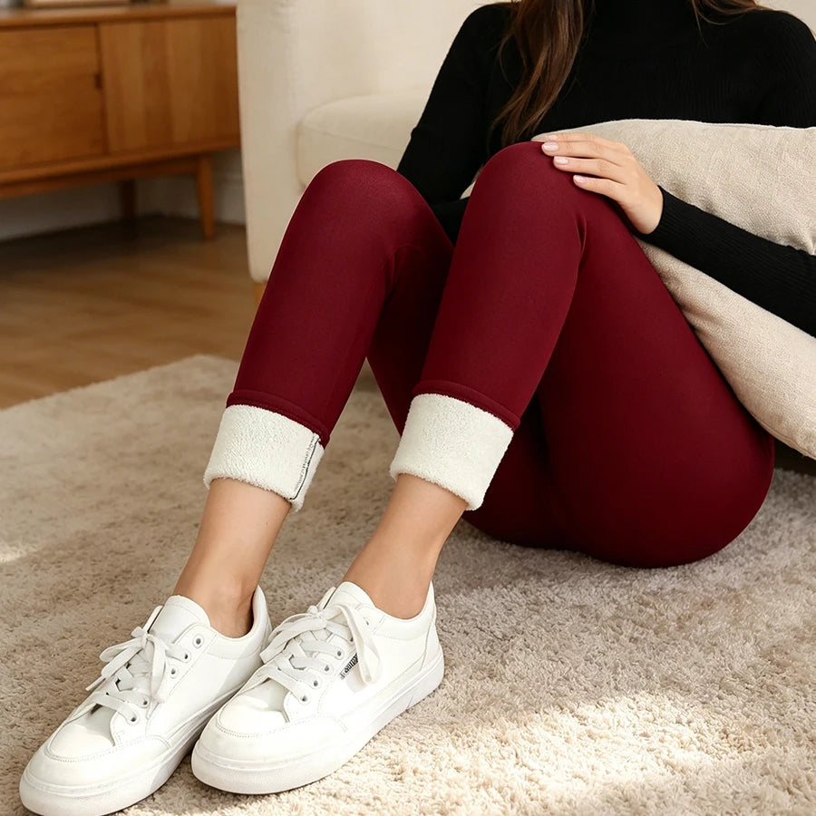 Women's Fleece Lined Thermal Leggings - Stretch High Waist Pants