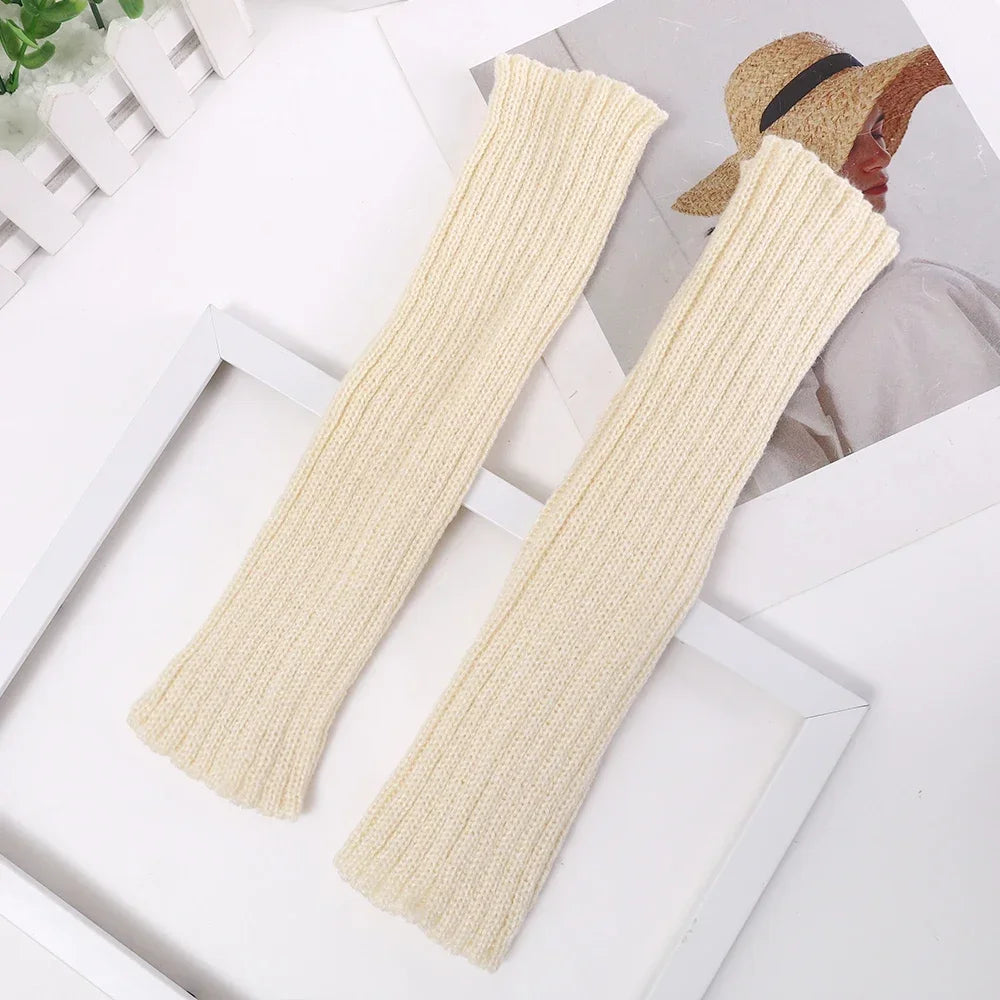 Women's Long Fingerless Knit Gloves - Arm Warmer Sleeves - photo 11
