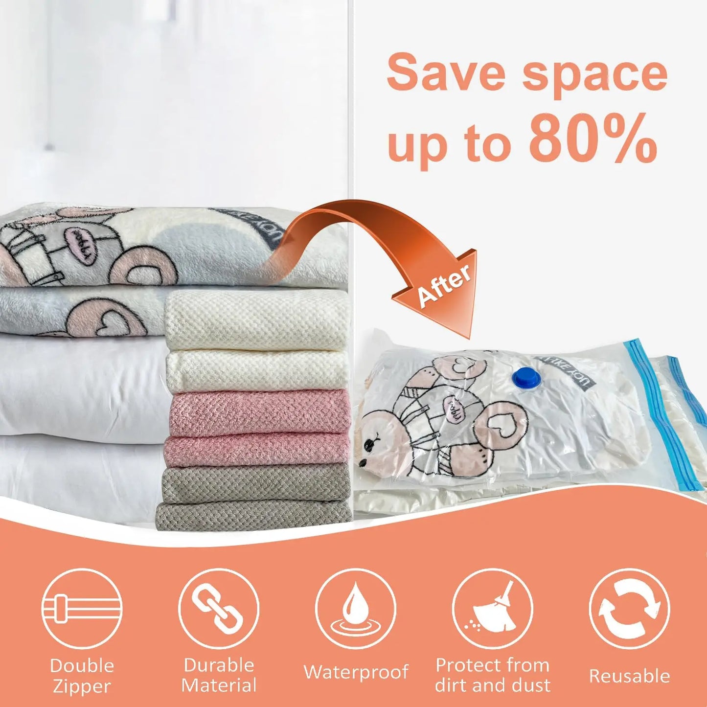 4pcs Thickened Vacuum Compression Bag, Transparent Quilt Vacuum Bag, Storage Bag, Household Clothing Storage And Sorting Bag