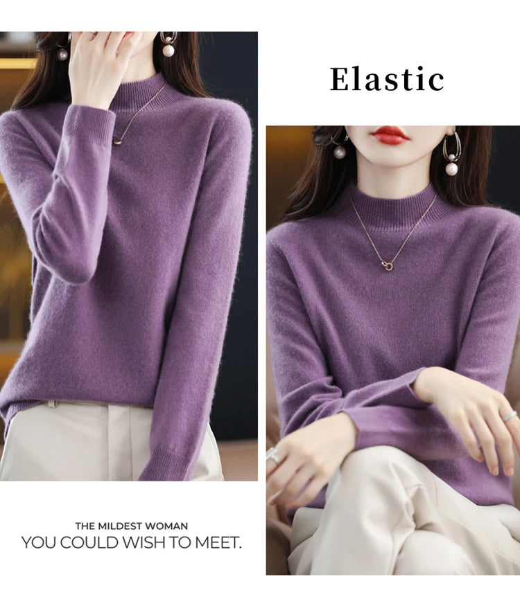 Women's Merino Wool Mock Neck Sweater