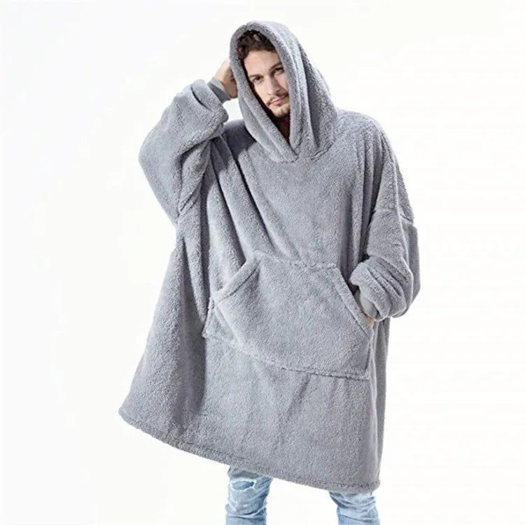 Women's Double-Sided Fleece Hoodie Blanket, Oversized