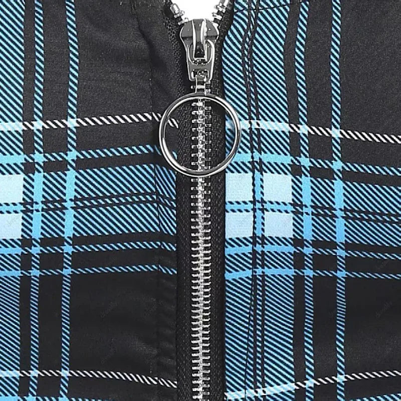 Dark Gothic Women Plaid Dress High Waist Bodycon Vintage Punk Harajuku Lolita Sleeveless Streetwear Y2K Sexy A-Line Mini Dresses