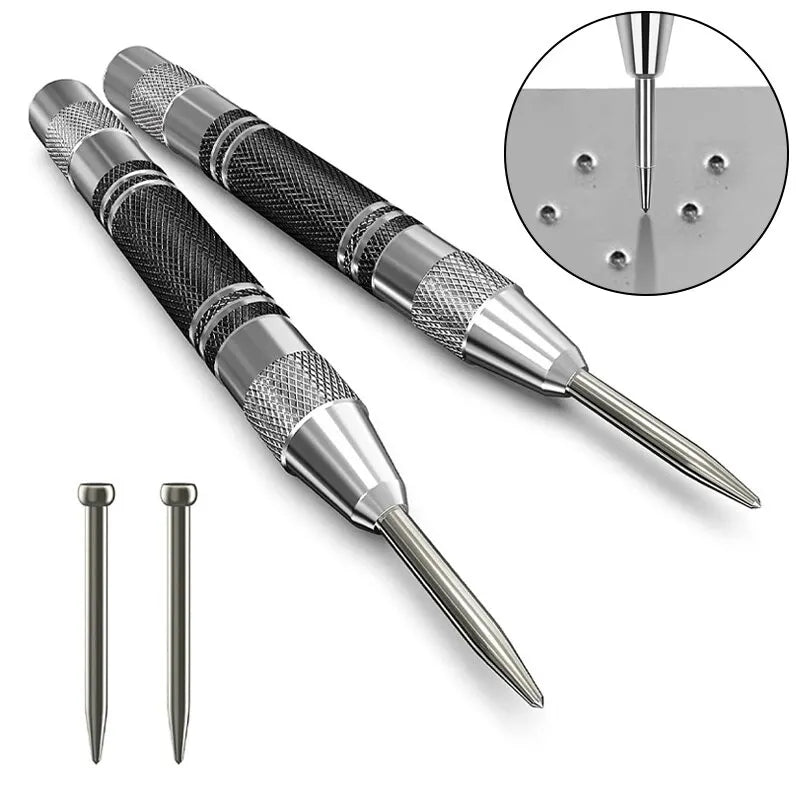 2pc Spring Type Automatic Center Punch Locator Glass Striker Window Breaker Punch Centering Punch Punch Tool