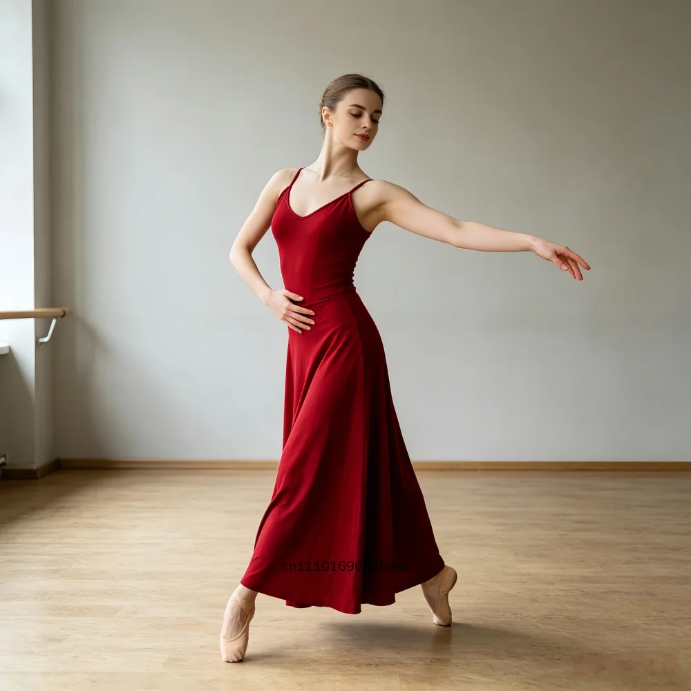 Women's red long standard ballroom dress