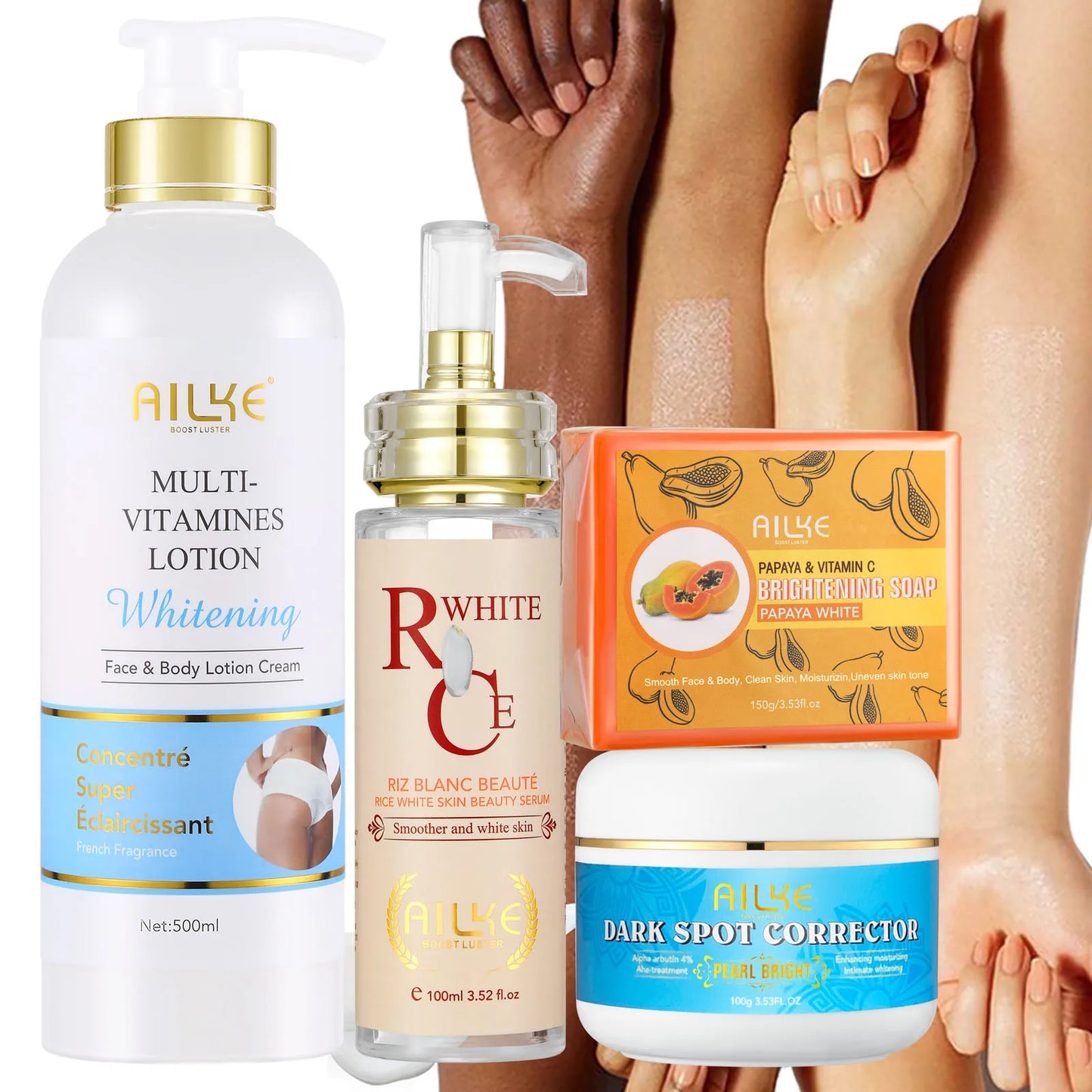 AILKE Multi-Vitamin Brightening Body Lotion – Vitamins A, E, B3 & B5 | Even Skin Tone & Radiance Moisturizer