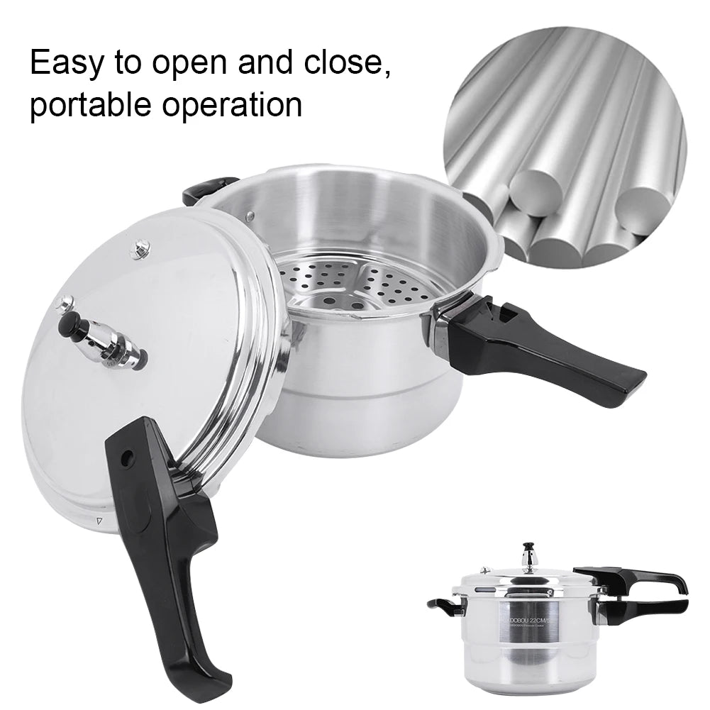 Large Aluminum Pressure Cooker with Steaming Plate - Fast Cooking