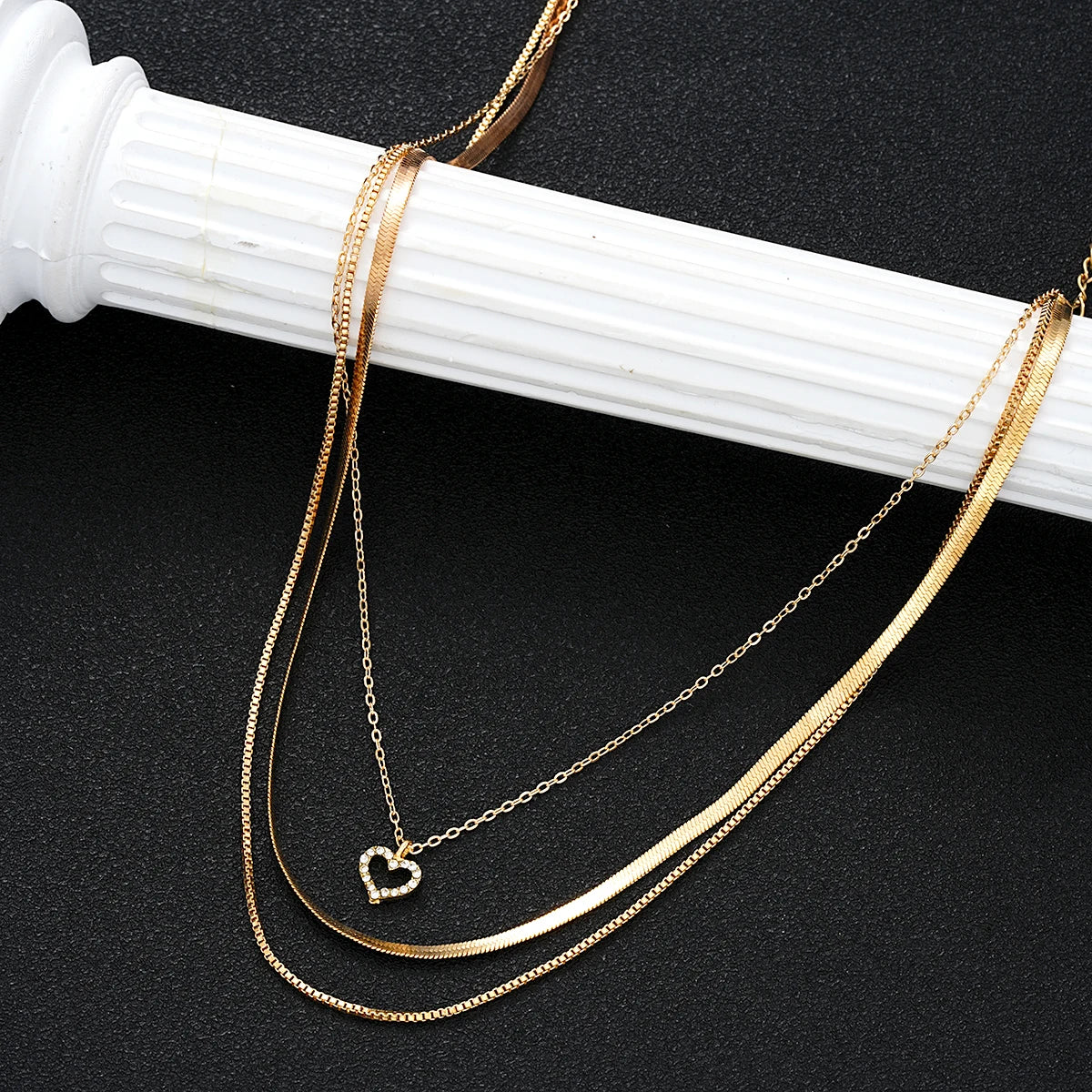 9 Pc Layered Choker Necklace Set for Women - Heart & Star Pendants