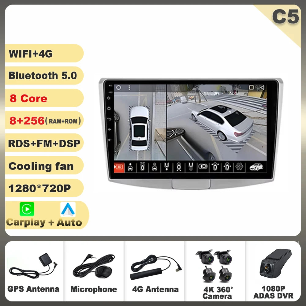 9" Android Car Stereo for VW Passat B7 B6 CC (2010–2015) — Wireless CarPlay, Android Auto, GPS, 5G WiFi