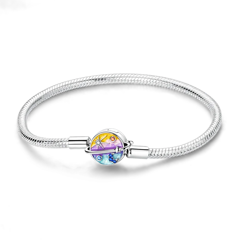 925 Sterling Silver Heart Charm Bracelet for Women - DIY Beads