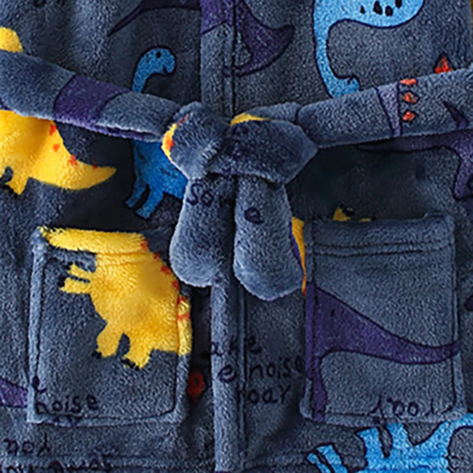 Kids Hooded Fleece Bathrobe - Cute Cartoon Robe for Boys and Girls - photo 5