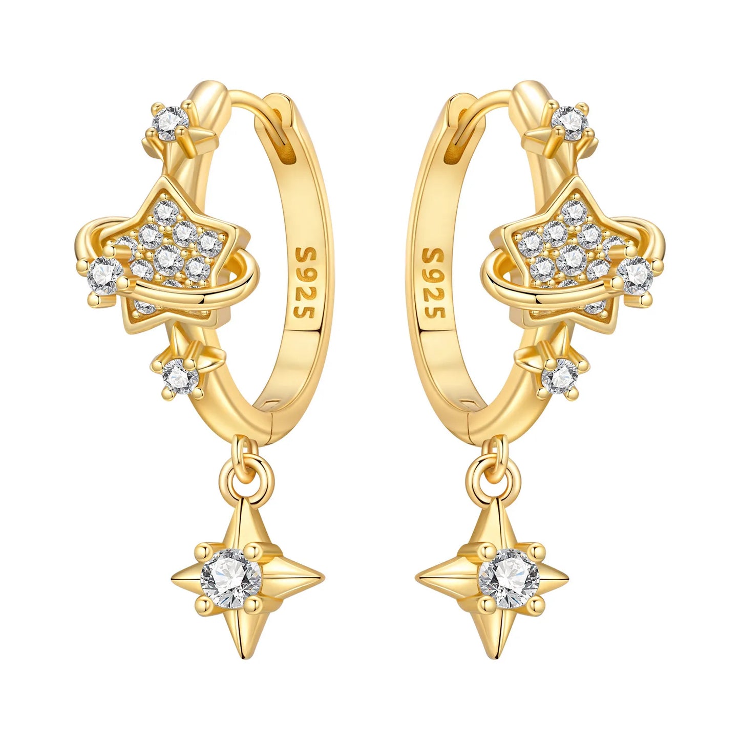 Original 2026 S925 Sterling Silver Zircon 18K Gold Lining Vintage Hoop Earrings for Women Birthday Party Wedding Gift Jewellery