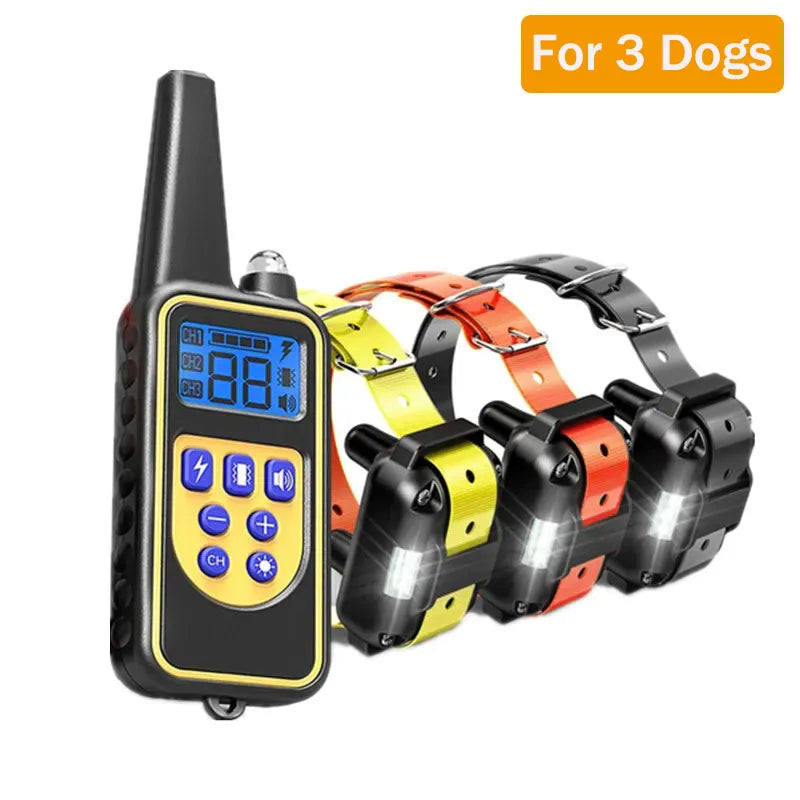 Electric Waterproof Dog Training Collar – Rechargeable Remote Anti-Bark Device | For 1, 2 or 3 Dogs