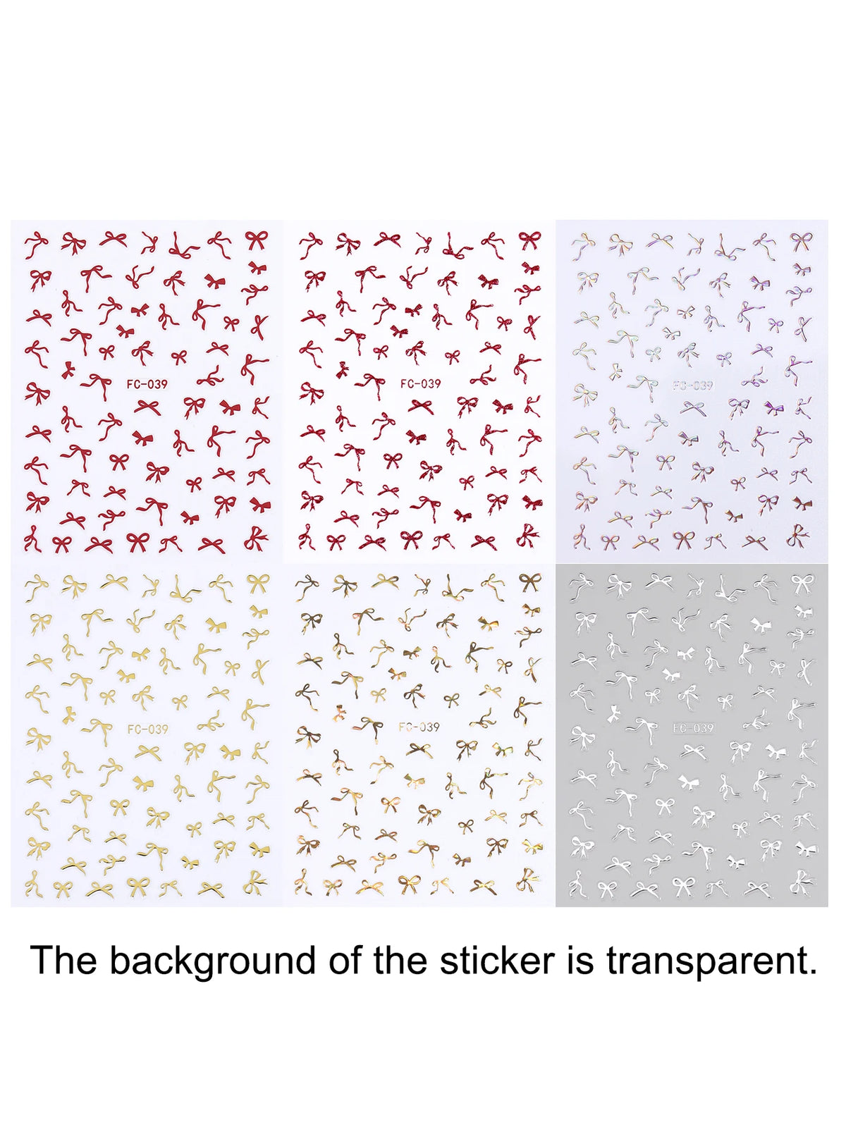 New Year's Red Bow Nail Stickers, Self-Adhesive Pink and Gold Ribbon Nail Decorations, Ballet-Style Ribbon Design Nail Decals