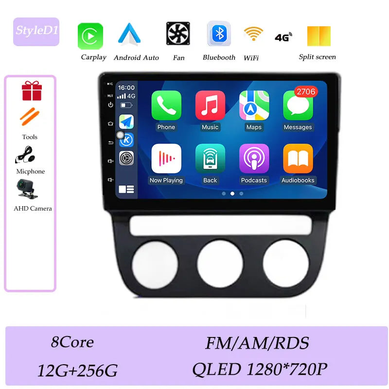 Android Car Stereo for VW Golf Mk5, Jetta GLI, Rabbit 1K (2006–2010) — CarPlay, GPS, DSP, Split Screen