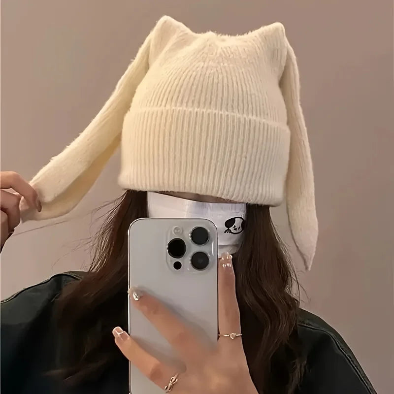 Women's Bunny Ear Knit Beanie - Cute 3D Ear Winter Hat - photo 2