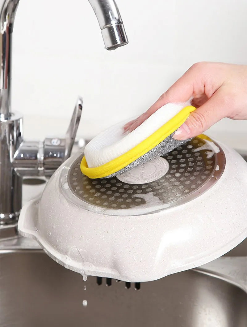 Kitchen Double-Sided Dishwashing Sponge Reusable Brushing Pots Wipes Pans Cleaning Cloth Home Grease Removal Dishwashing Cloth