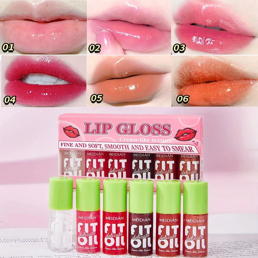 6 Pack Berry Lip Oil Set - Moisturizing and Brightening Lip Gloss Gift for Girls
