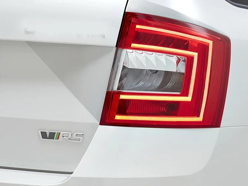 3d Metal RS Logo VRS Car Front Grill Emblem Rear Trunk Badge for Skoda VRS Octavia 1 2 3 Rapid Kodiaq Karoq Fabia Kamiq Superb