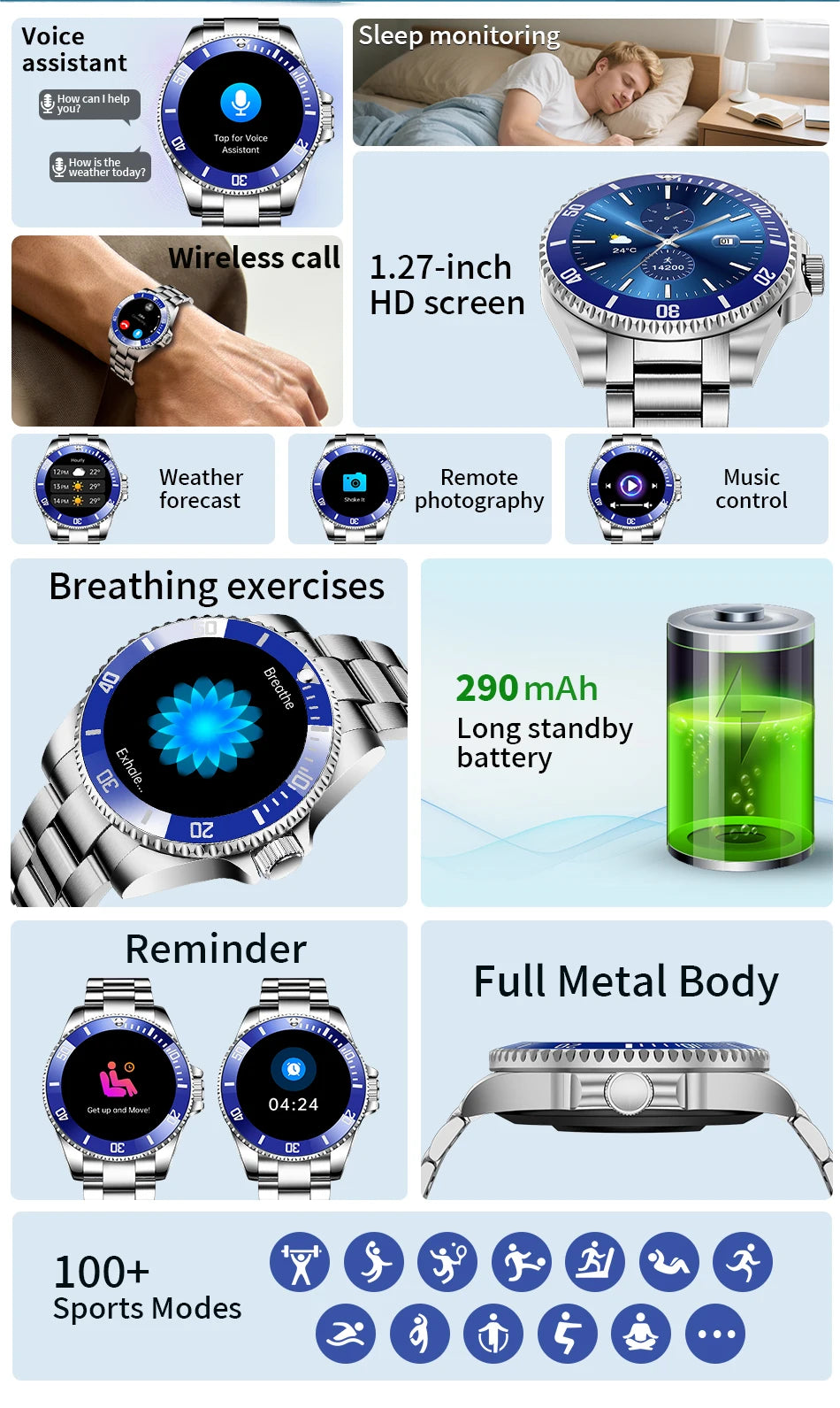 LIGE 2026 Luxury Smart Watch – Bluetooth Call, Health Monitoring & Multi-Sport | Men & Women Gift