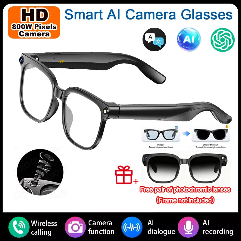 AI Smart Glasses — 800W Camera with Interchangeable Lenses