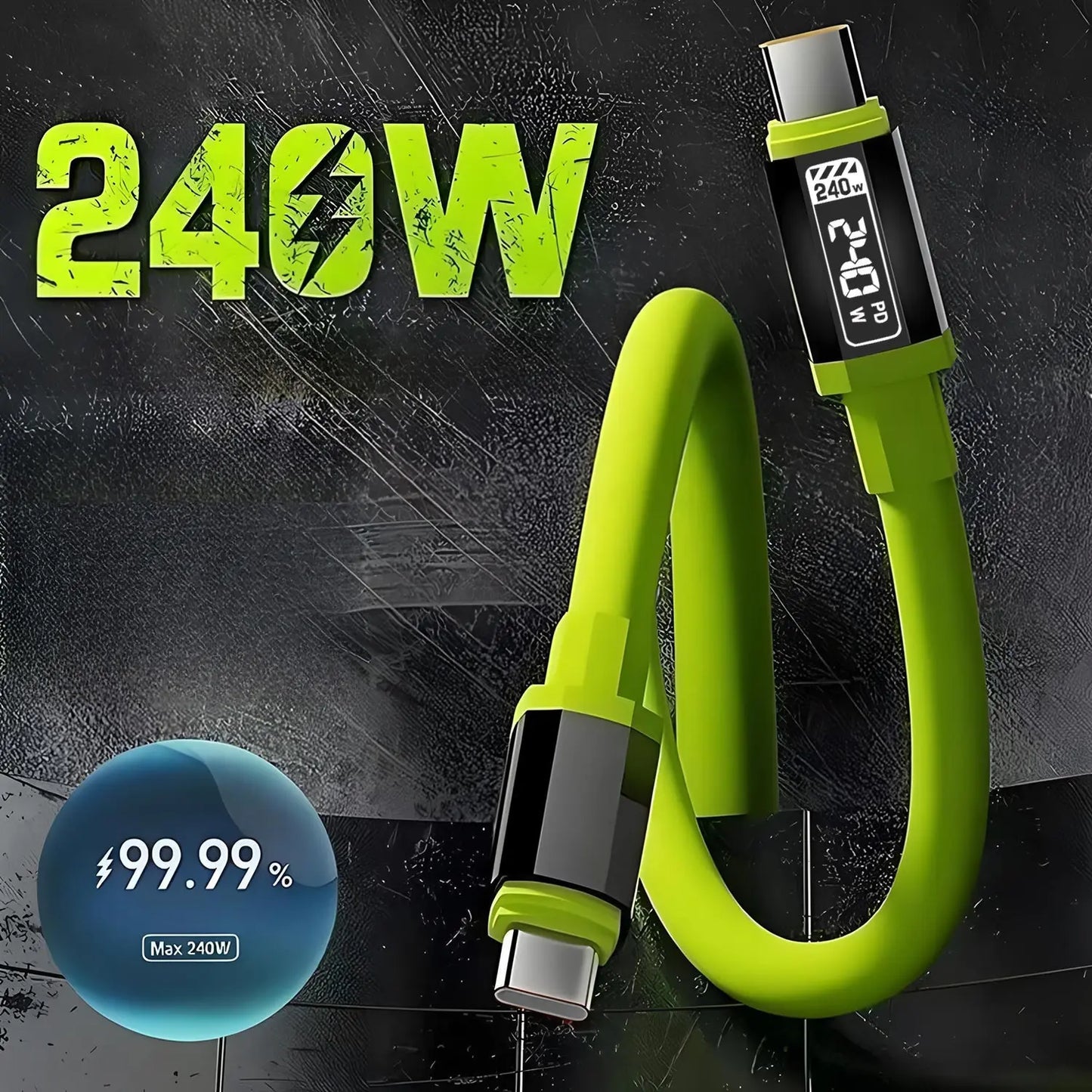 240W Fast Charging Type-C to Type-C Data Cable with Power Screen Universal USB to Type-C Charge Wire For IPhone Samsung Xiaomi