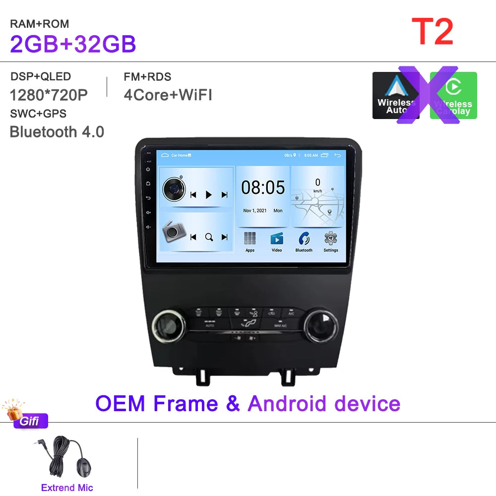 Car Stereo with Apple CarPlay & Android Auto, Compatible with Ford Mustang (2010-2014)