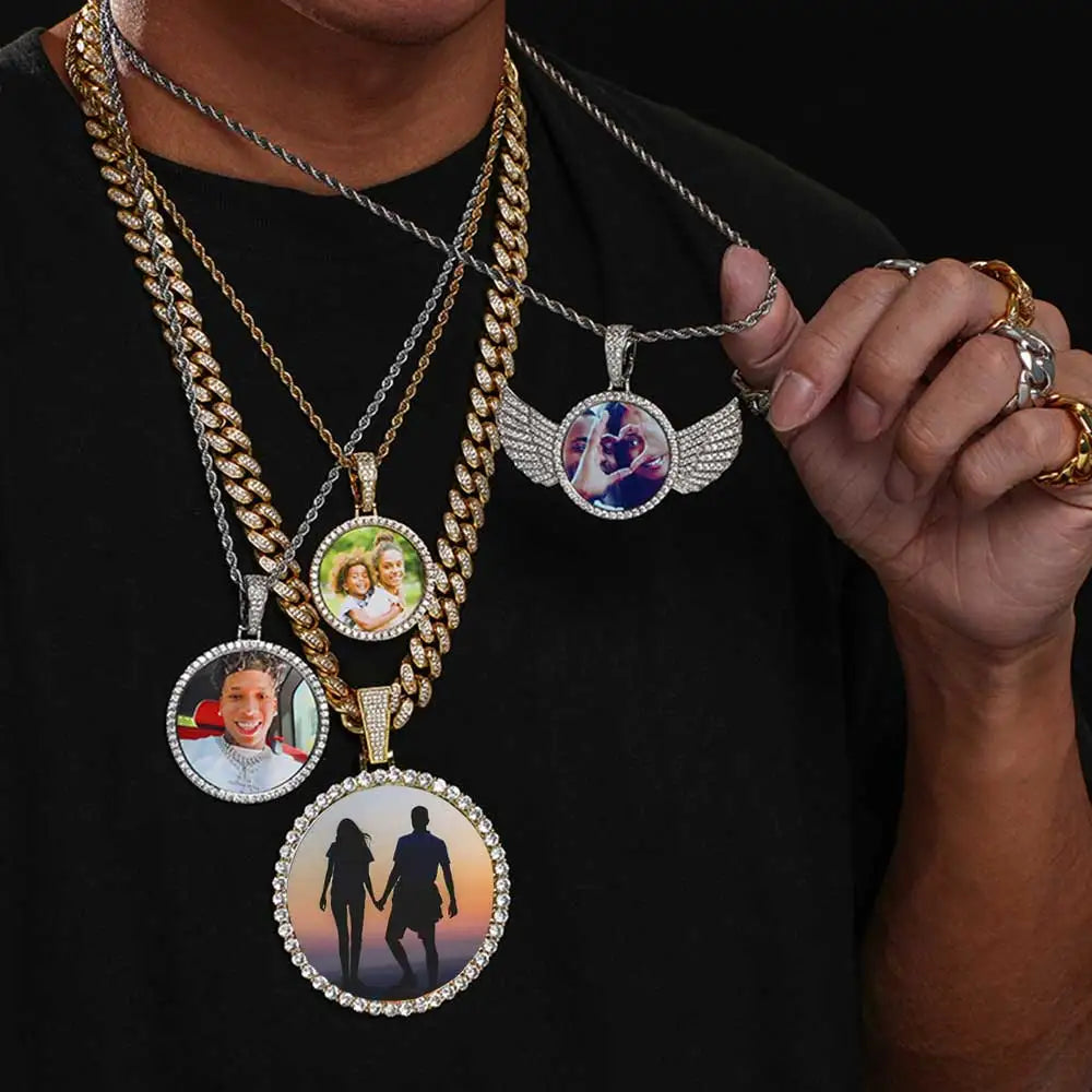 Circle Chain Picture Customiz Photo Necklace Men Women Personalized Jewelry Customized Any Picture Pendant Mothers or Lover Gift